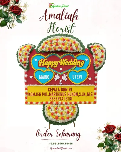 Karangan Papan Bunga Pernikahan di Purwamekar